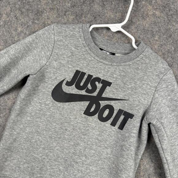 Nike Boy’s Girl’s Sweatshirt Heather Gray Black Just Do It Size 4 EUC 498 - Picture 1 of 7